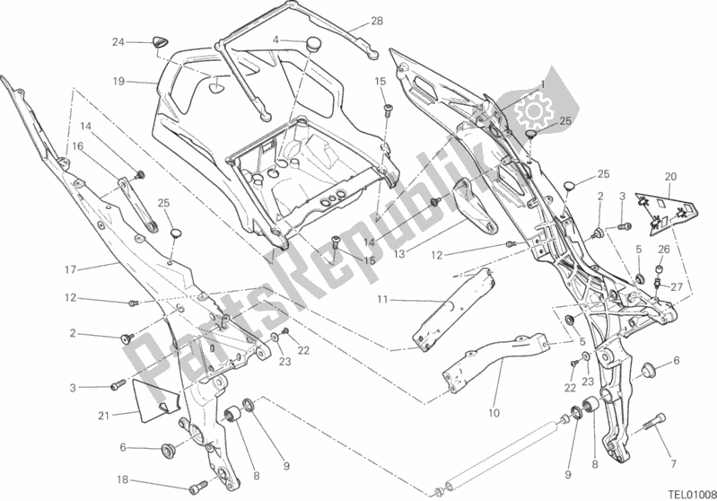 Todas as partes de Quadro Traseiro Comp. Do Ducati Multistrada 950 S Thailand 2019